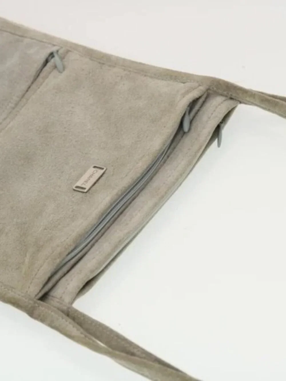 CHANEL Wall Hanging Pouch Suede Gray CC Auth bs5681